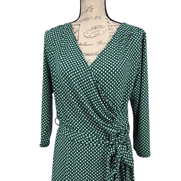 41 Hawthorn Surplice Jersey‎ Long Sleeve Wrap Dress W/ Tie Belt Green Size XL - Picture 3 of 9